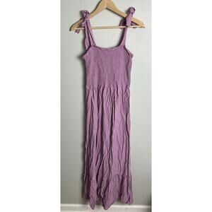 Zesica Purple Smocked Maxi Dress Tie Shoulder Sleeveless Summer Boho Size Large